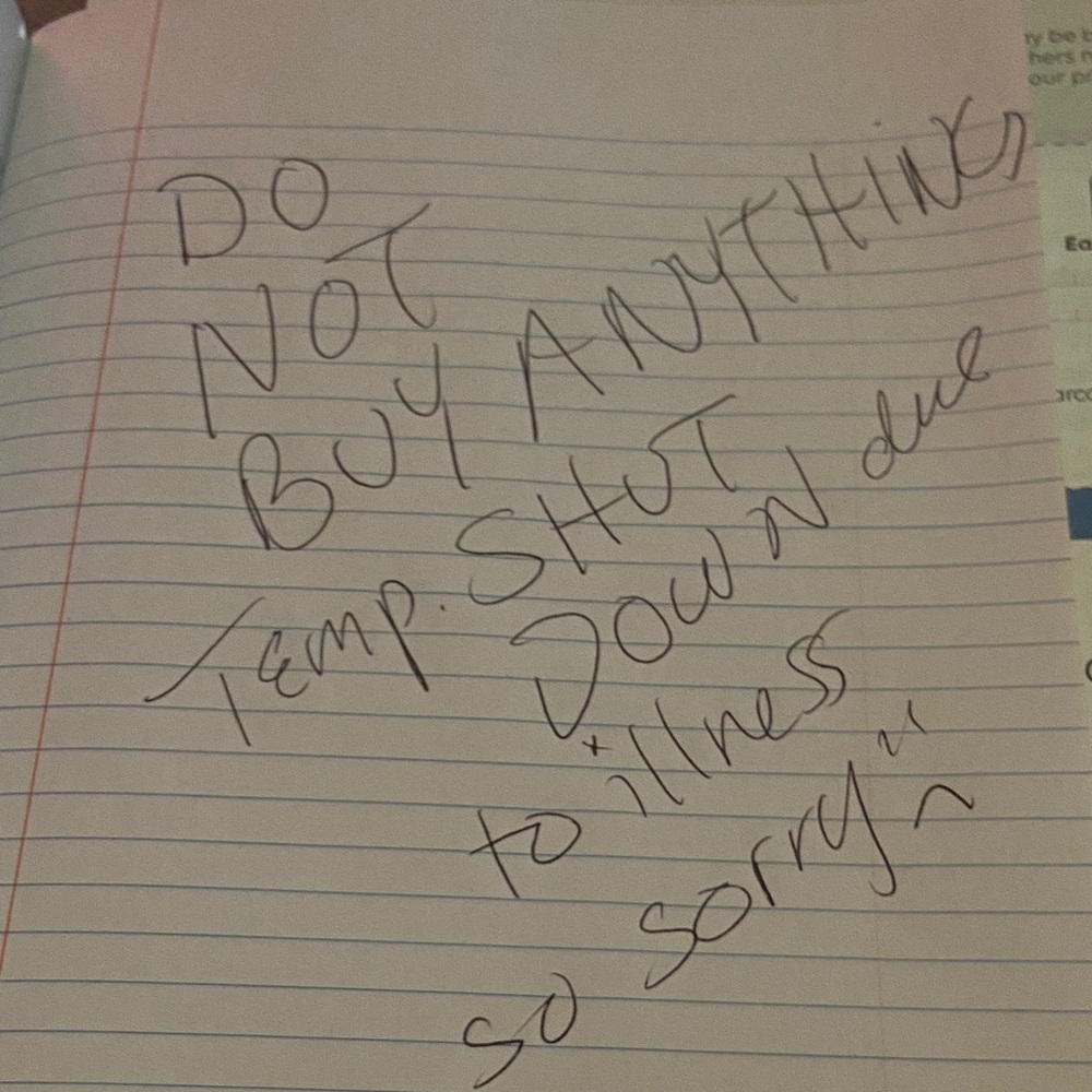 Handwritten Note on Lined Paper